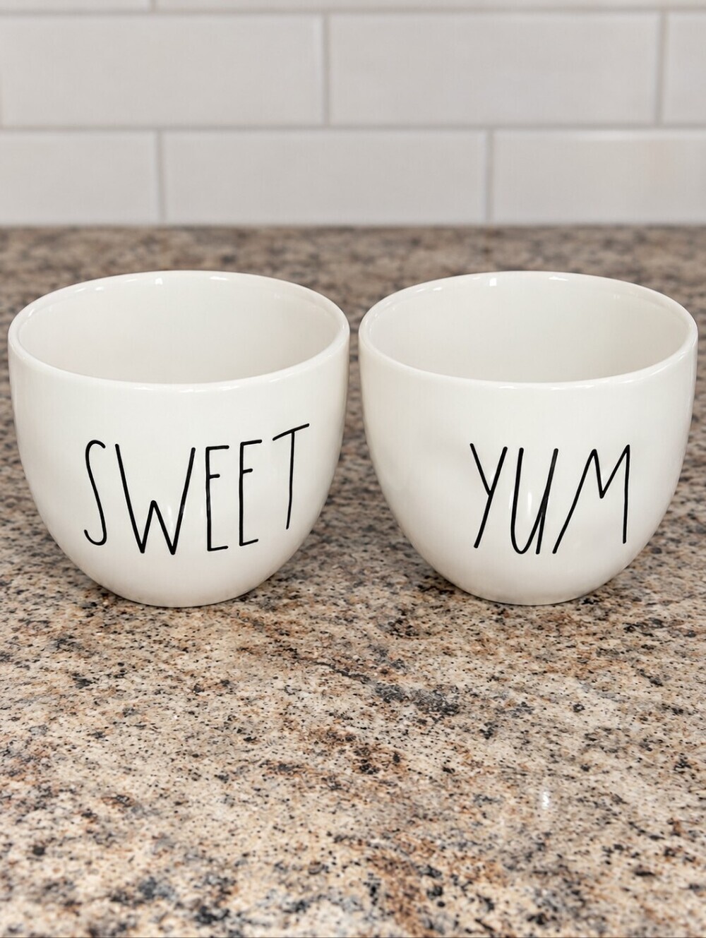 White Ceramic Sweet and Yum Bowls